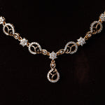 Load image into Gallery viewer, Rose gold plated twirling American Diamond Necklace Set for women
