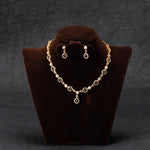Load image into Gallery viewer, Rose gold plated twirling American Diamond Necklace Set for women
