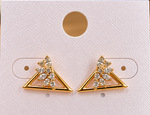 Load image into Gallery viewer, Triangle Design Gold Stone Earrings