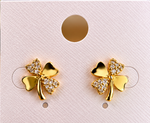 Load image into Gallery viewer, Flower Design Stone Gold-Plated Earrings