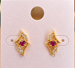 Load image into Gallery viewer, Crystal Red Stone Gold-Plated Earrings