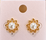 Load image into Gallery viewer, Pearl Gold-Plated Earrings