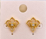 Load image into Gallery viewer, Lotus Design Gold Stone Earrings