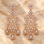 Load image into Gallery viewer, Rose Gold Floral Crystal Chandelier Earrings