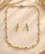 Load image into Gallery viewer, Elegant Gold & Silver Plated Crystal Necklace Set