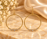 Load image into Gallery viewer, Gold-Tone Crystal Hoop Drop Earrings