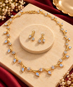 Load image into Gallery viewer, Golden Leaf Drop Crystal Necklace Set