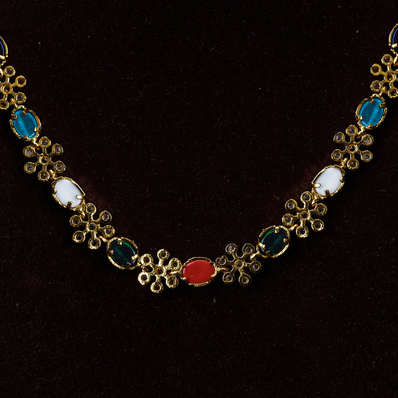 The Navarathna Flower Necklace Set