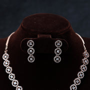 Rose gold plated CZ rotating glitter necklace set for women