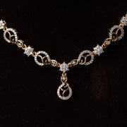 Rose gold plated twirling American Diamond Necklace Set for women