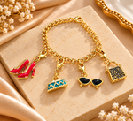 Load image into Gallery viewer, Multi-Charm Gold-Tone Statement Bracelet