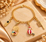 Load image into Gallery viewer, Gold-Tone Artist &amp; Beauty Charm Bracelet
