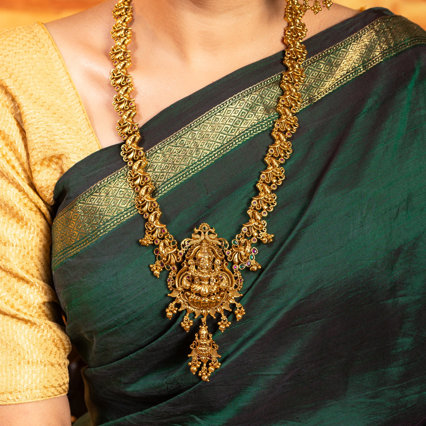 Divine Laxmi & Peacock Bridal Necklace Set