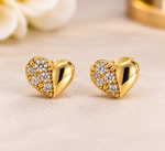 Load image into Gallery viewer, Heart-Shaped Gold Stone Earrings