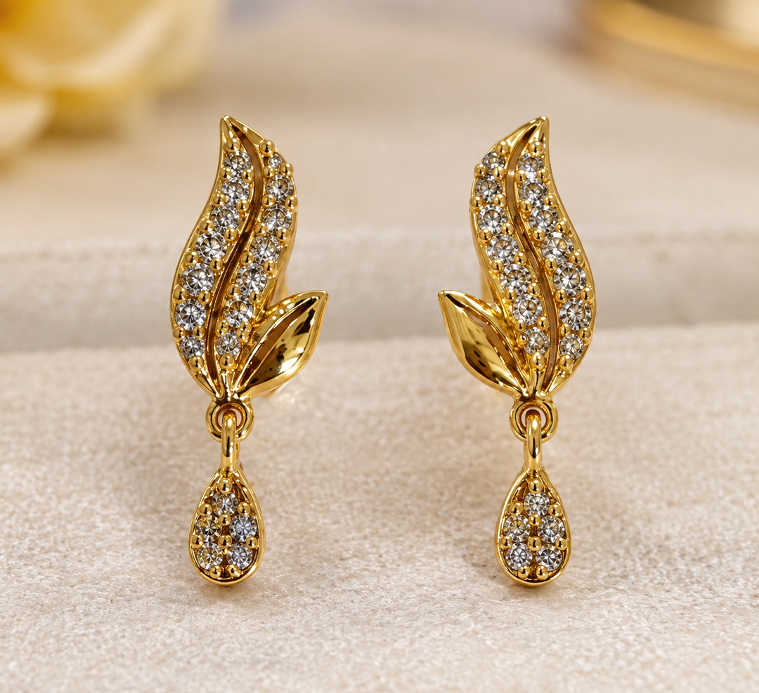 Squirrel Design Stone Gold-Plated Earrings