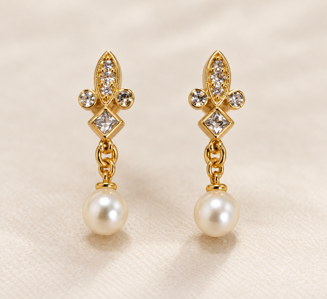 Pearl gold plated earrings