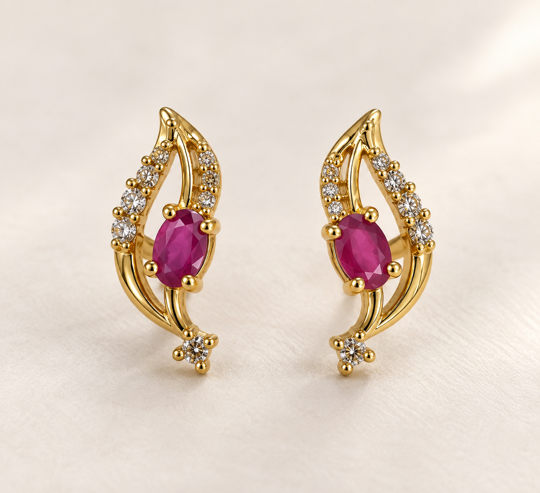 Crystal Res Stone Earrings