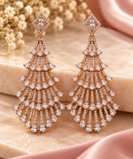Load image into Gallery viewer, Rose Gold Cascading Crystal Statement Earrings