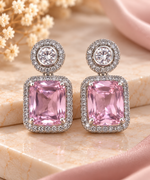 Load image into Gallery viewer, Rose Quartz Pink Crystal Stud Drop Earrings