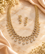 Load image into Gallery viewer, Gold-Plated Floral Stone Necklace Set with Matching Earrings