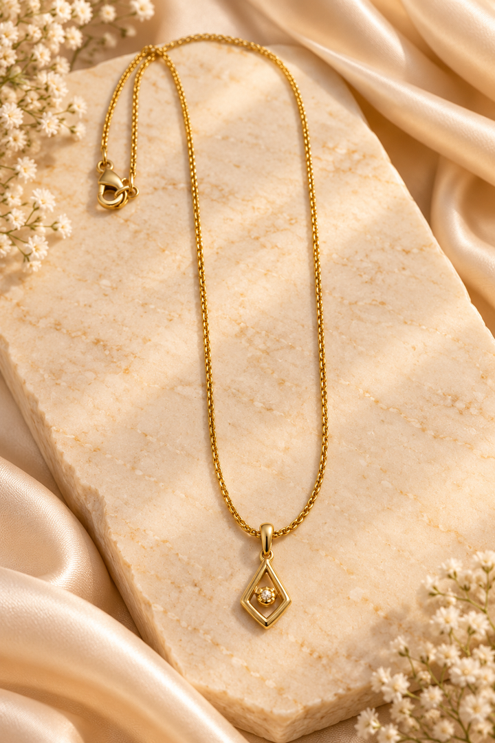 Elegant Crystal Gold-Plated Necklace Chain