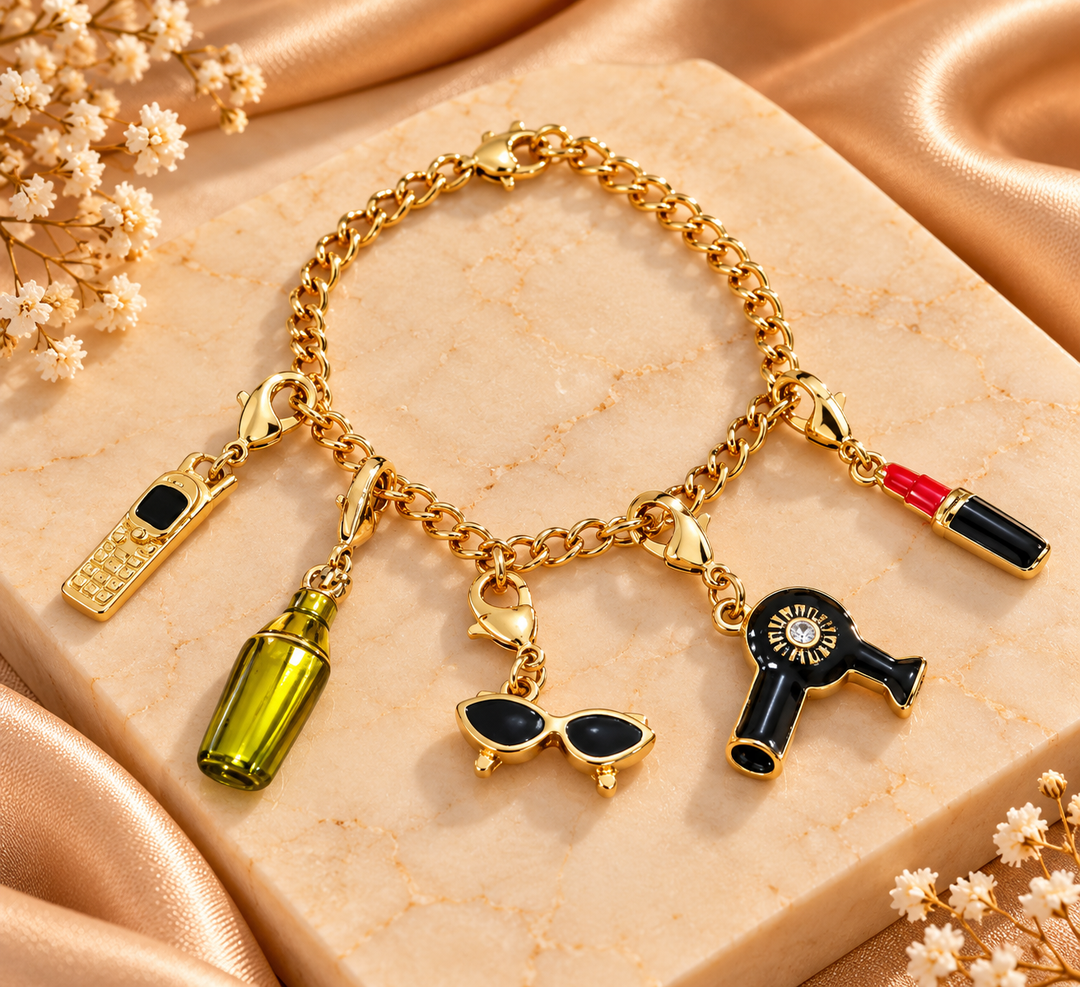 Gold-Tone Beauty & Fashion Charm Bracelet