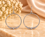 Load image into Gallery viewer, Silver-Tone Crystal Hoop Drop Earrings