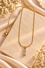 Load image into Gallery viewer, Gold-Tone Floral Crystal Pendant Necklace