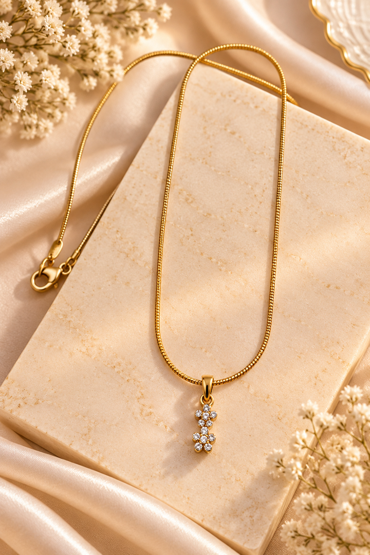 Gold-Tone Floral Crystal Pendant Necklace