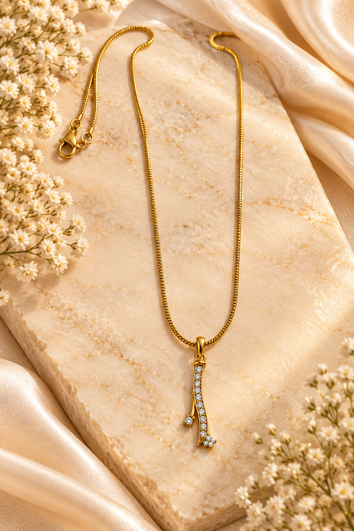 Elegant Crystal Drop Gold-Plated Necklace