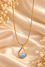Load image into Gallery viewer, Bule Cat’s Eye Teardrop Pendant Necklace